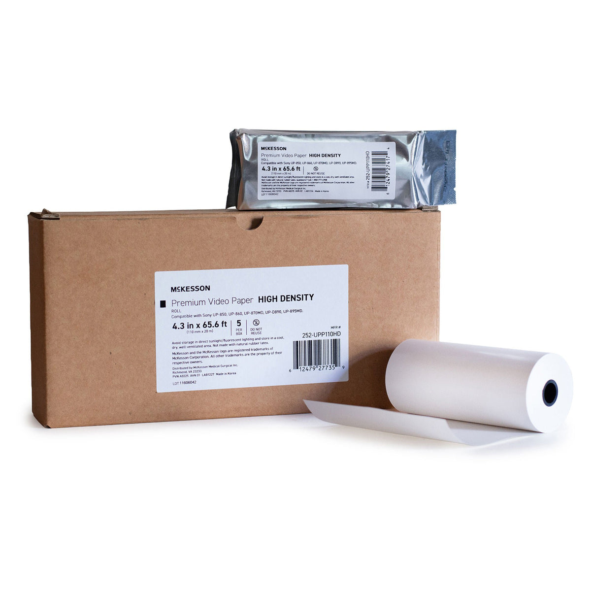 Ultrasound Video Paper McKesson Roll Black and White Without Grid (Case of 50)