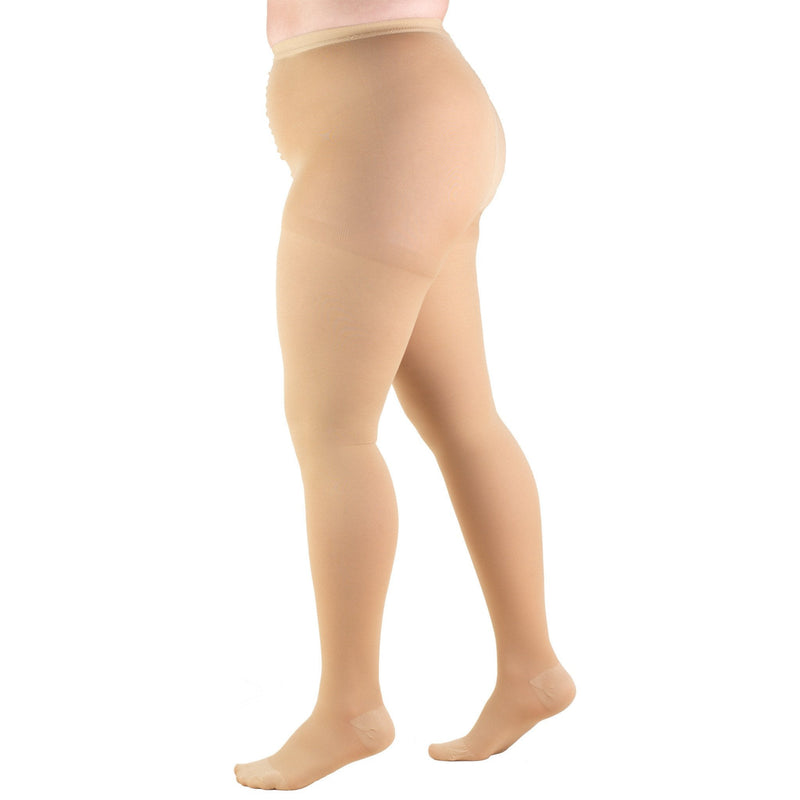 Compression Pantyhose Truform Plus Size Waist High Medium Beige Closed Toe (Each)