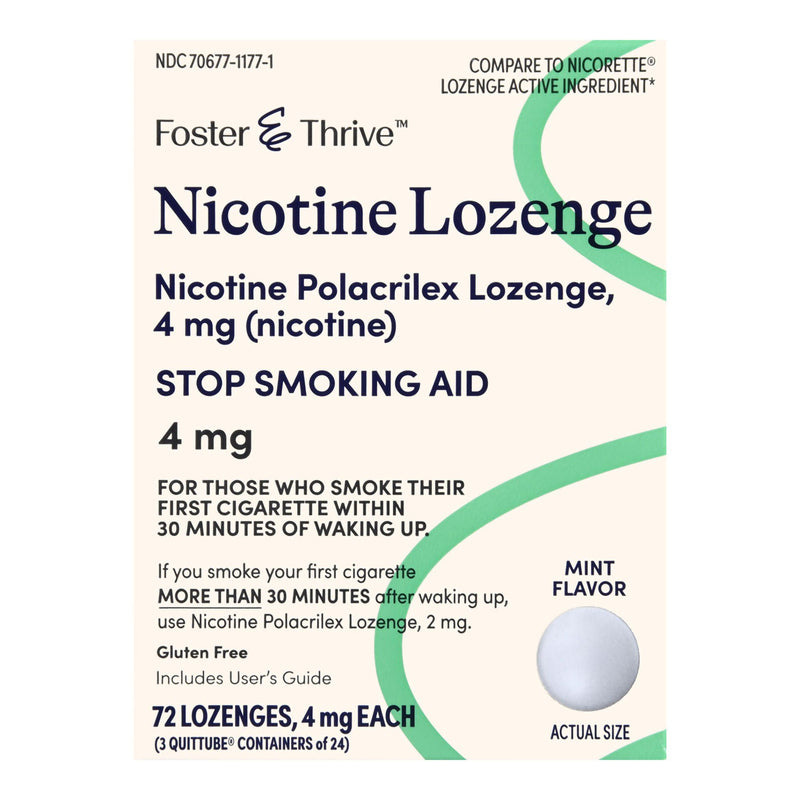 Foster & Thrive Nicotine Polacrilex 4 mg (Nicotine) Lozenges Mint (Pack of 72)