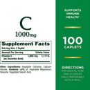 Nature's Bounty 1000 mg Vitamin C Caplets (Bottle of 100)