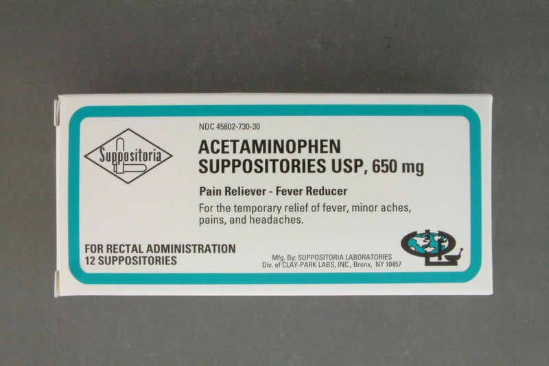Suppositoria Acetaminophen Pain Relief Rectal Suppositories (Box of 12)