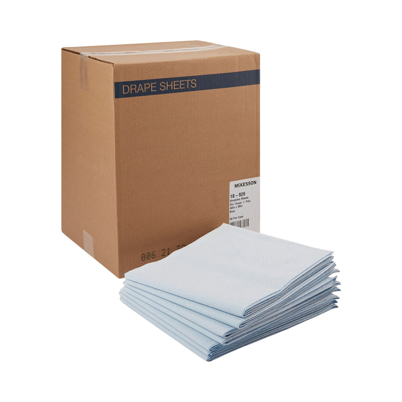 McKesson Blue Flat Stretcher Sheet, 40 x 90 Inch (Case of 50)