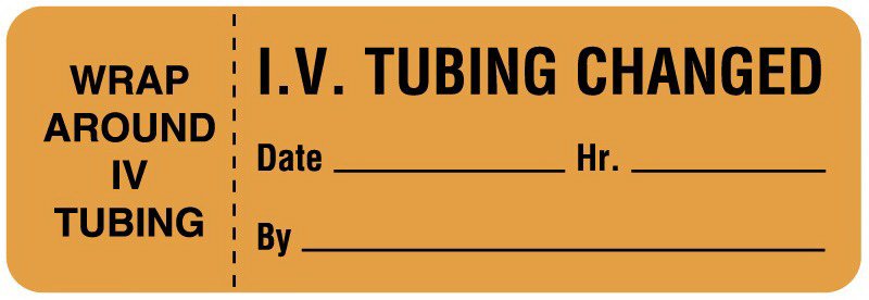 Pre-Printed Label pdc Anesthesia Label Orange Plastic IV Tubing Changed Black Syringe Label 1 X 3 Inch 