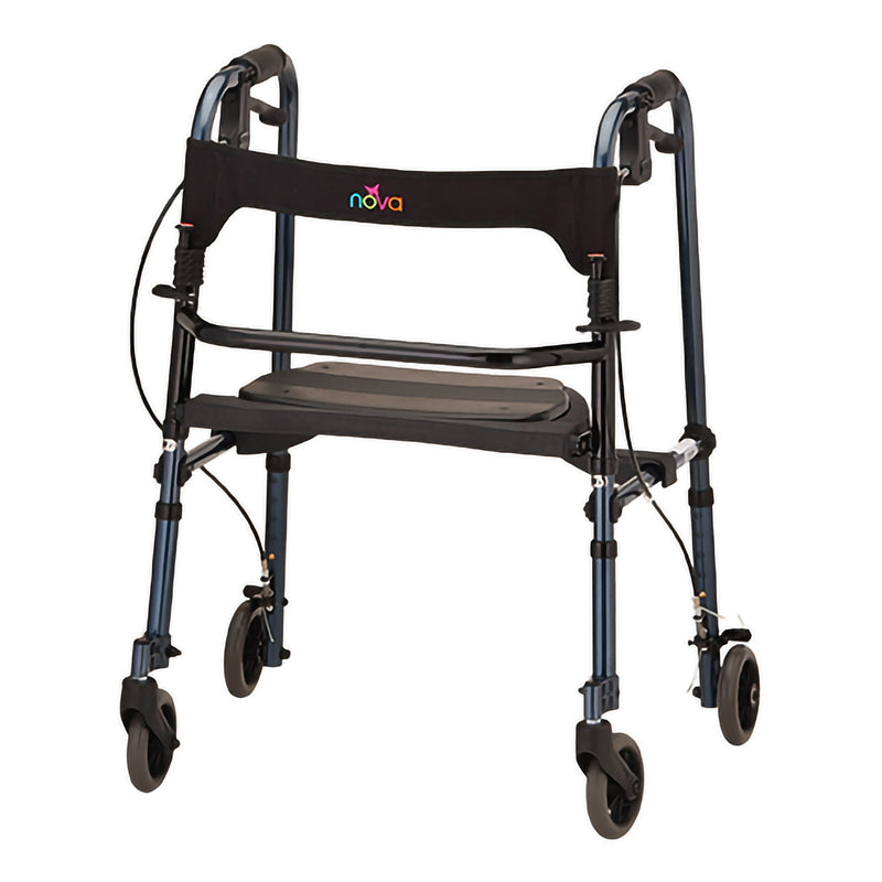 Nova Ortho-Med 4 Wheel Rollator Cruiser De-Light Blue Adjustable Height / Folding Aluminum Frame 