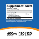 Dietary Supplement nutricost Ashwagandha Root 600 mg Strength Capsule 120 Per Bottle (Case of 1440)
