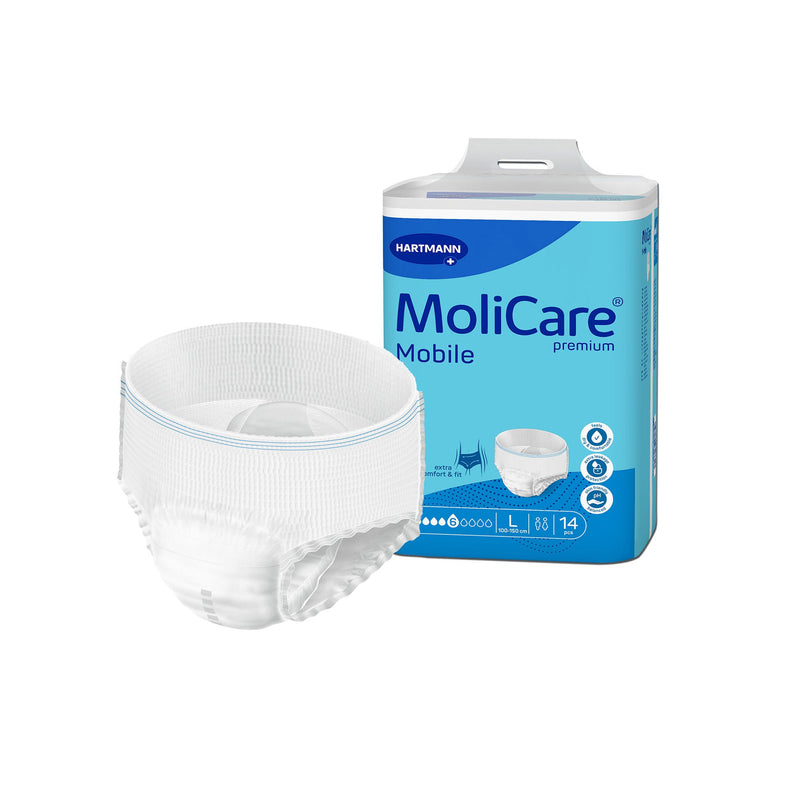 MoliCare Premium Mobile 6D Incontinence Underwear for Adults, Large (Case of 4 Bags)