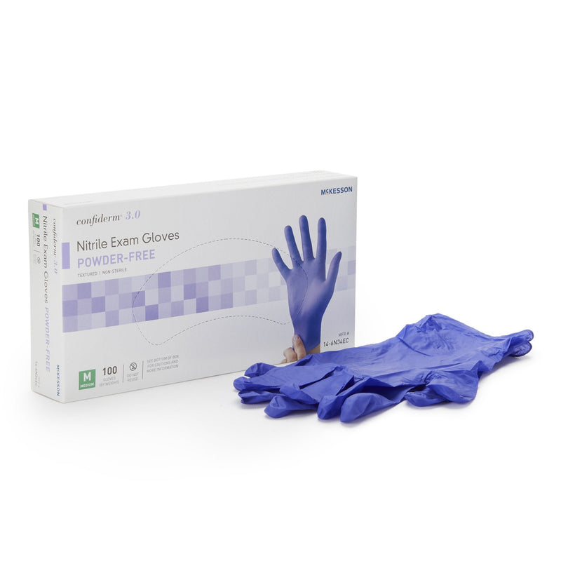 McKesson Brand McKesson Confiderm 3.0 Nitrile Exam Glove, Medium, Blue (1000/CS) 