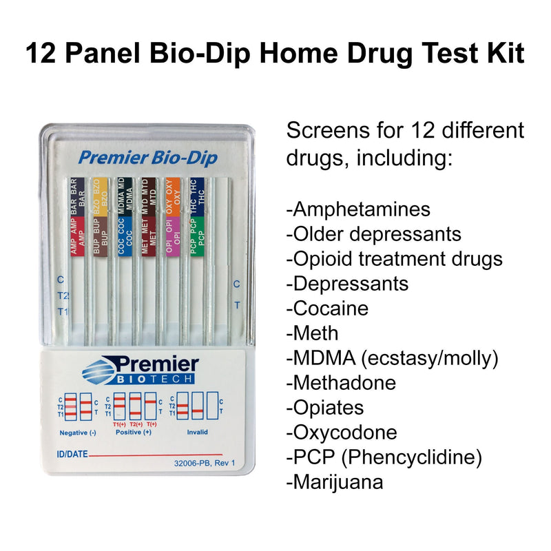 Premier Bio-Dip 12-Drug Panel Drugs of Abuse Test (25/CS) 