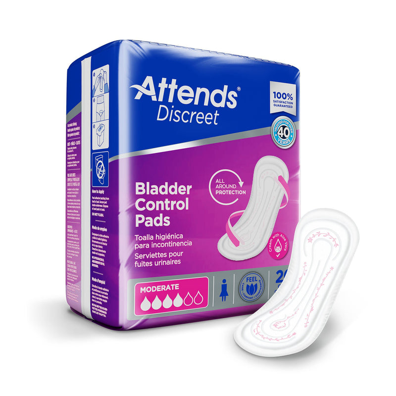 Attends Discreet Women's Moderate Bladder Control Pad, 10.5-Inch Length (Case of 200)