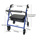 McKesson Bariatric Folding Four-Wheel Rollator, Blue (Each)