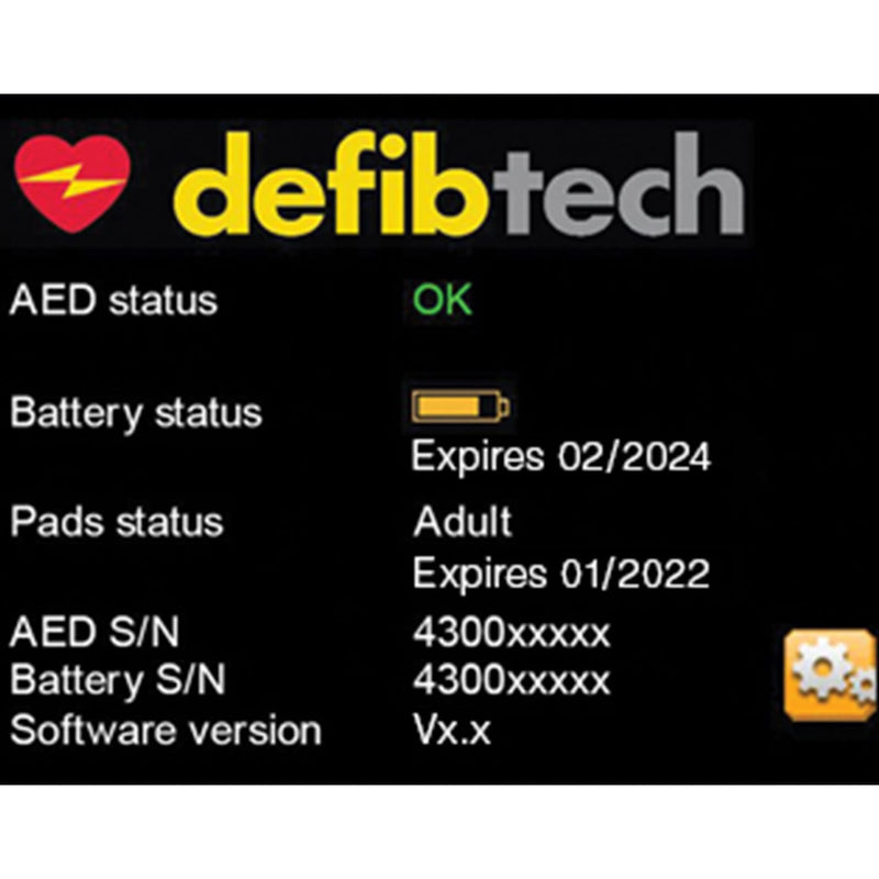 Defibtech Lifeline ECG AED status screen