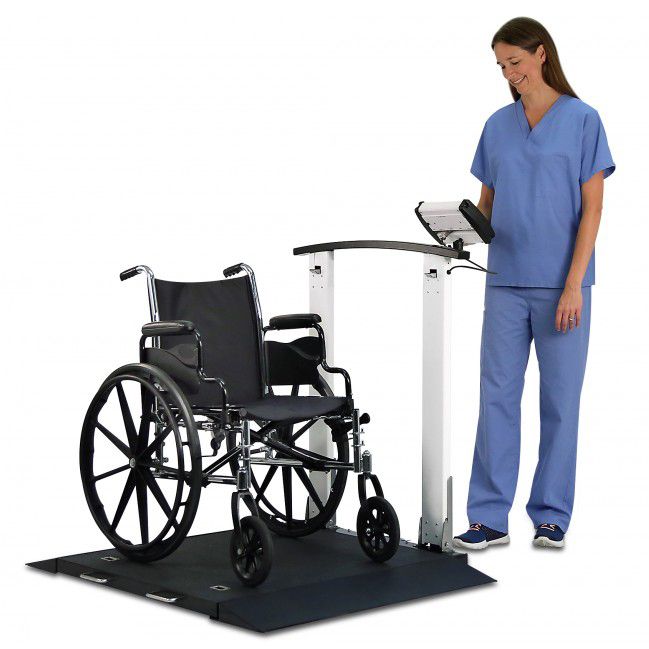 Detecto 6560 Portable Wheelchair Scale with Handrail - Demo with Wheelchair