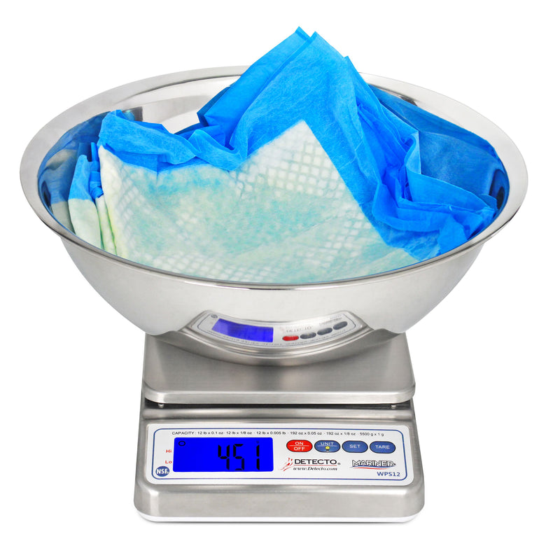 Detecto Digital Scale with Utility Bowl - straight view