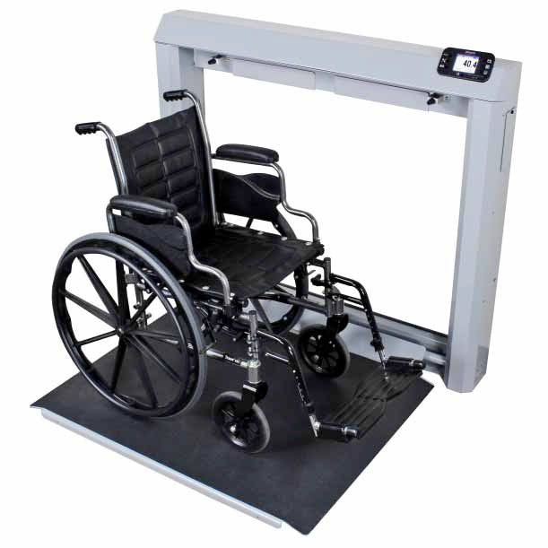 Detecto Digital Wall Mount Fold-Up Wheelchair Scale - With Wheelchair