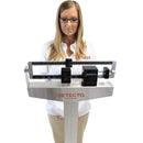 Detecto Stainless Steel Weigh Beam Physician Scale - woman on scale