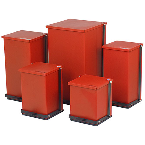 Detecto Step-On Epoxy Waste Receptacle  Red - 100 Quart