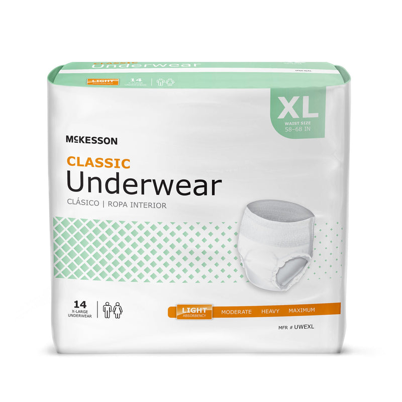 McKesson Classic Light Absorbency Incontinence Underwear, Extra Large (Case of 56)