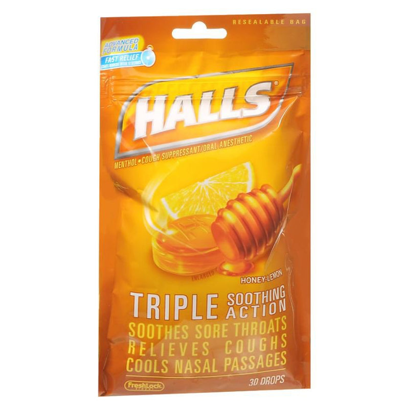 Cadbury Adams USA Halls Honey Lemon Flavor Cold and Cough Relief 
