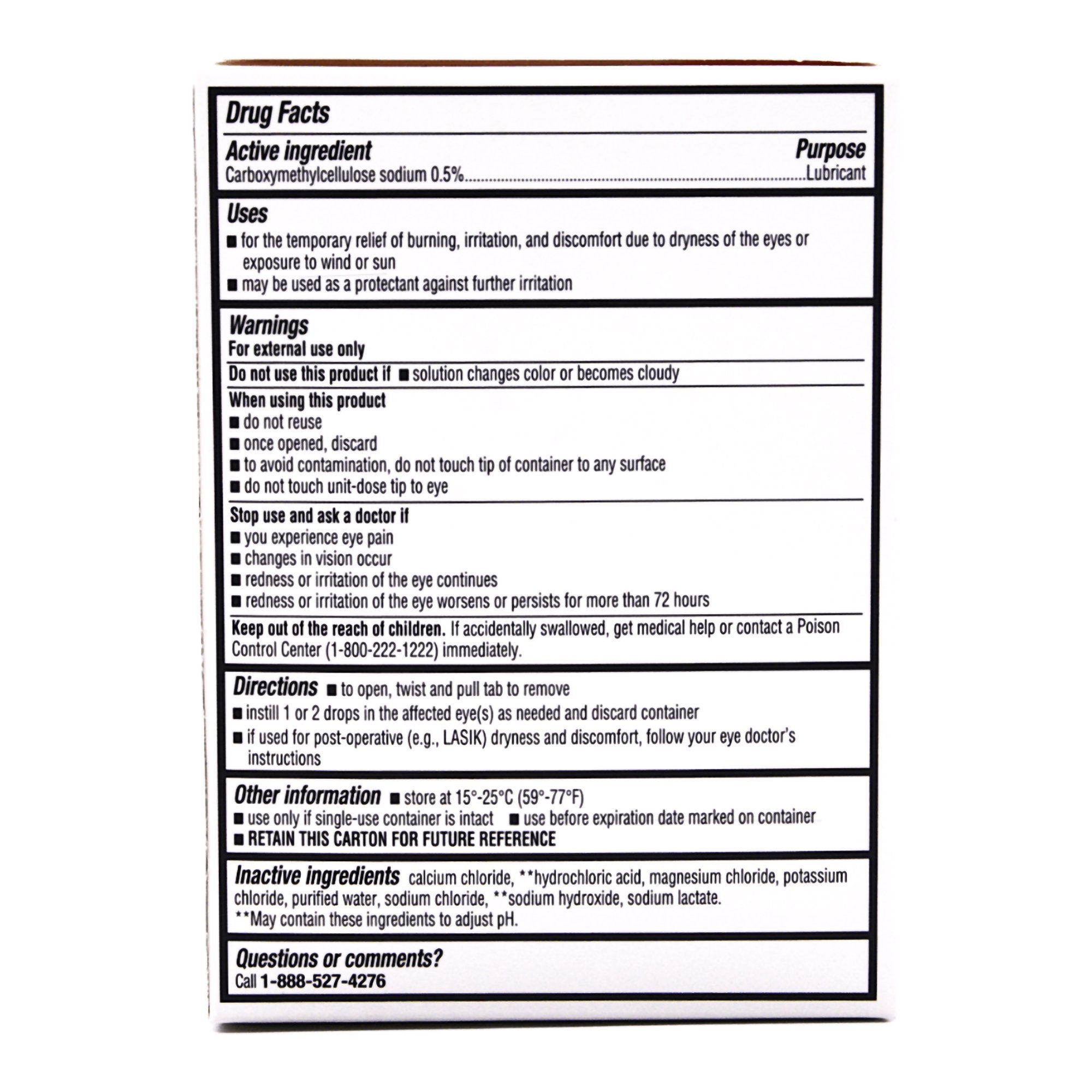 Major Pharmaceuticals Rugby 0.5% Carboxymethylcellulose Sodium Lubricant Eye Drops, Single Use Vials (30/BX) 