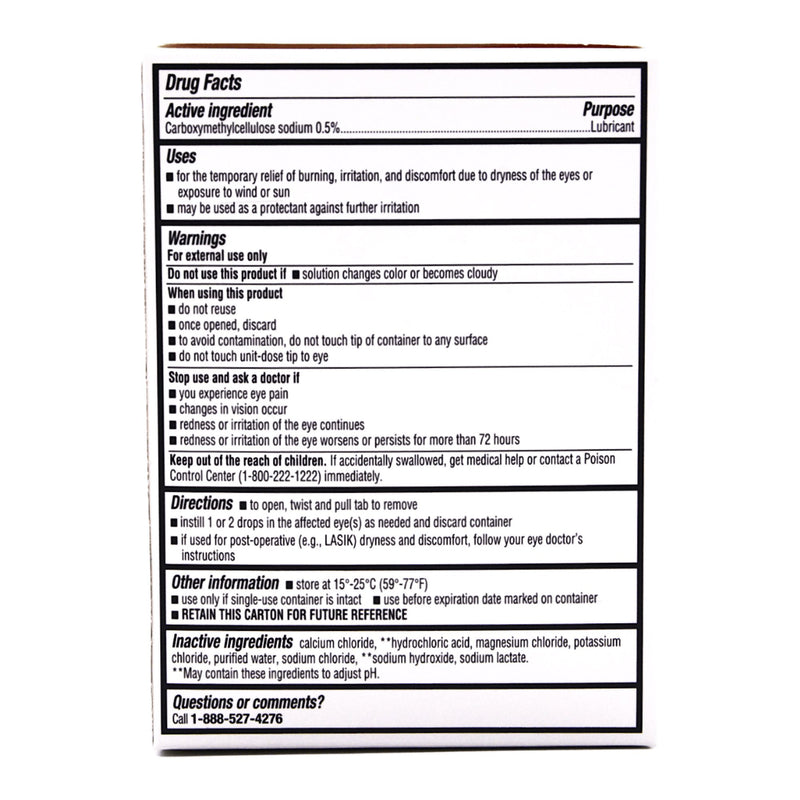 Rugby 0.5% Carboxymethylcellulose Sodium Lubricant Eye Drops, Single Use Vials (Box of 30)
