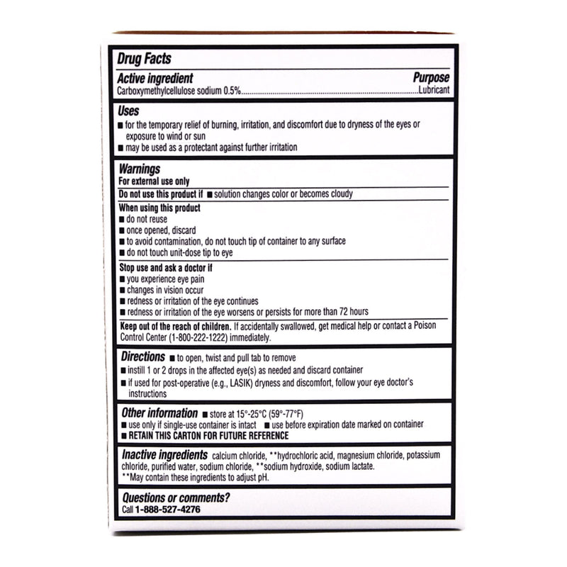 Major Pharmaceuticals Rugby 0.5% Carboxymethylcellulose Sodium Lubricant Eye Drops, Single Use Vials (30/BX) 