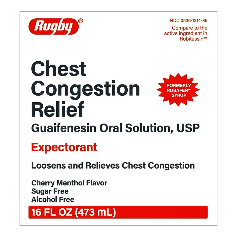 Major Pharmaceuticals Rugby Chest Congestion Relief Guaifenesin Expectorant Cough Syrup, 16 ounces 