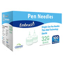 Safety Insulin Pen Needle Embrace 32 Gauge 4 mm Length (100/BX)