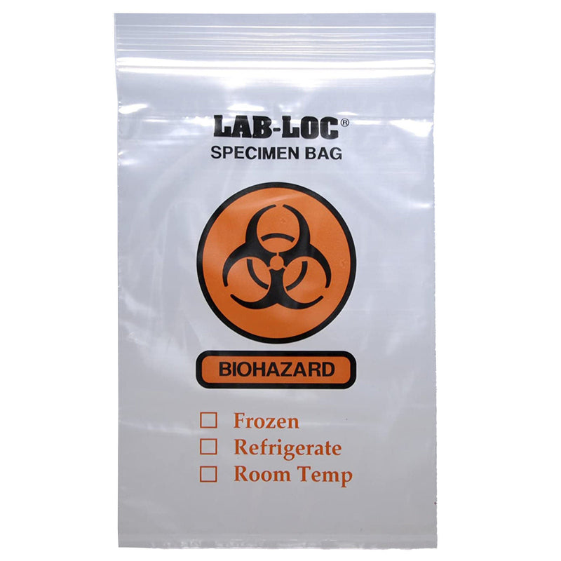 Lab-Loc Specimen Transport Bag with Document Pouch, Zip Closure, 6 x 9 Inch (Case of 1000)