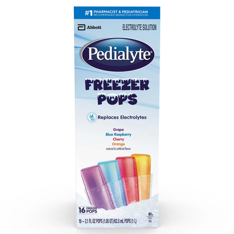 Pedialyte Freezer Pop Electrolyte Solution, Assorted Flavors (Case of 64)