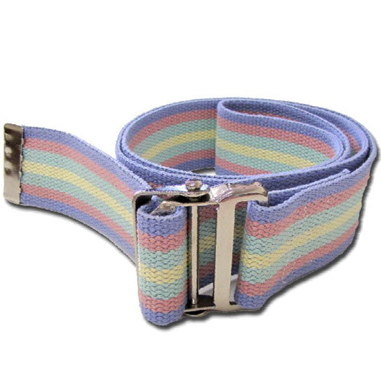 DMS Bright Pastel Stripe Gait Belt  Metal Drop Jaw Buckle - 84"