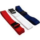 DMS Disposable Polypropylene Strap - Plastic Side Release Buckle with Loop End  7 Feet - Red, White, and Blue Set (3/Pack)