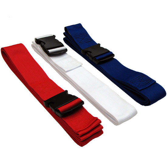 DMS Disposable Polypropylene Strap - Plastic Side Release Buckle with Loop End  7 Feet - Red, White, and Blue Set (3/Pack)