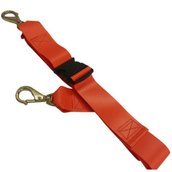 DMS Impervious Vinyl Strap - Plastic Side Release Buckle with Big Brass Swivel Speed Clip - Orange