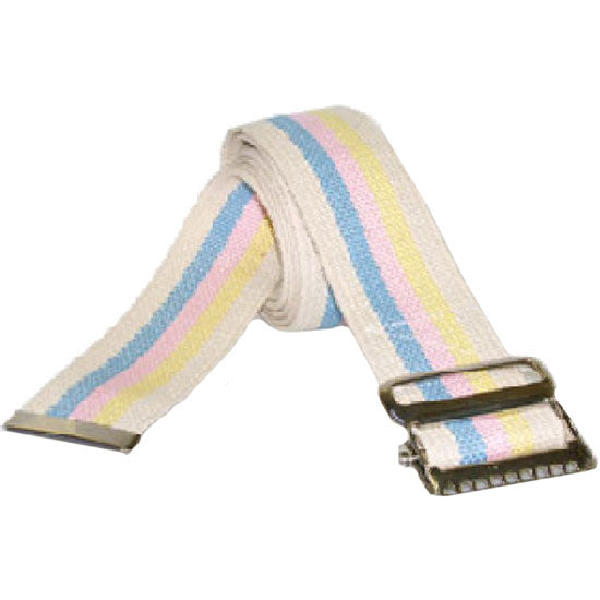 DMS Light Pastel Stripe Gait Belt  Metal Drop Jaw Buckle - 84"