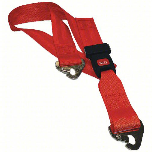 DMS Nylon Strap - Metal Push Button Buckle with Fixed Swivel Speed Clip  7 Feet - Red
