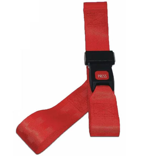 DMS Nylon Strap - Metal Push Button Buckle with Loop End - Red