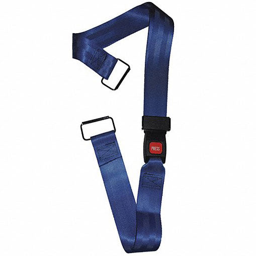 DMS Nylon Strap - Metal Push Button Buckle with Metal Loop  5 Feet  - Blue