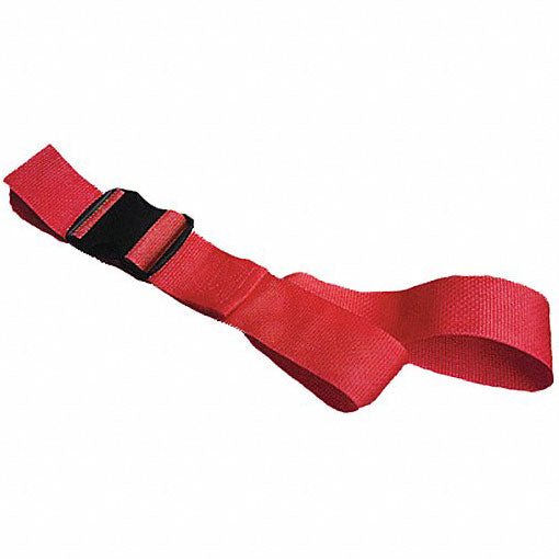 DMS Nylon Strap - Plastic Double Adjust Buckle with Loop End  7 Feet - Red