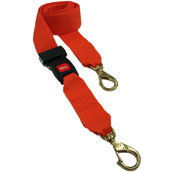 DMS Polypropylene Strap - Metal Buckle with Big Brass Swivel Speed Clip - Orange