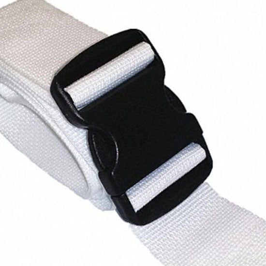 DMS Polypropylene Strap - Plastic Double Adjust Buckle with Big Brass Swivel Speed Clip  7 Feet - White