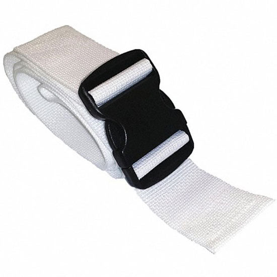 DMS Polypropylene Strap - Plastic Double Adjust Buckle with Loop End - White