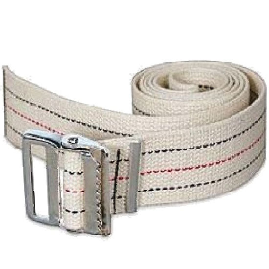 DMS Red and Blue Natural Stripe Gait Belt - Metal Drop Jaw Buckle