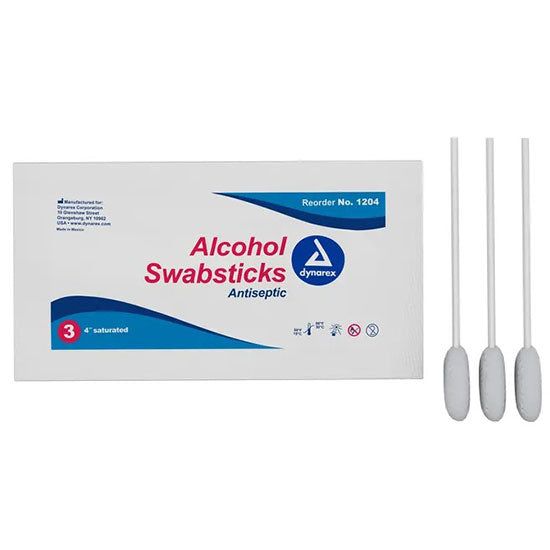 Dynarex Alcohol Swabsticks  3 Swabsticks/Packet (250/Case)
