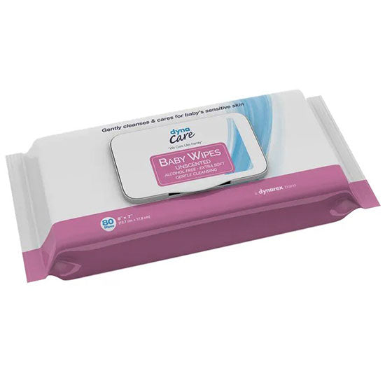 Dynarex Baby Wipes Unscented Refill (1920/Case)  With Plastic Lid - 5" x 7"