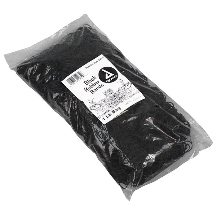 Dynarex Black Rubber Bands  1 lb Bag (25 Bags/Case)