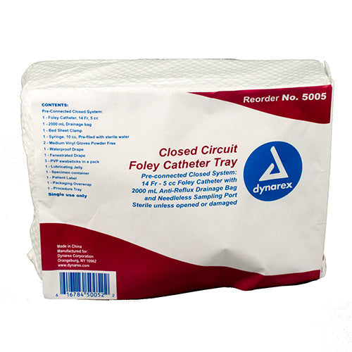 Dynarex Closed Circuit Foley Catheter Tray (10/Case)  14 FR