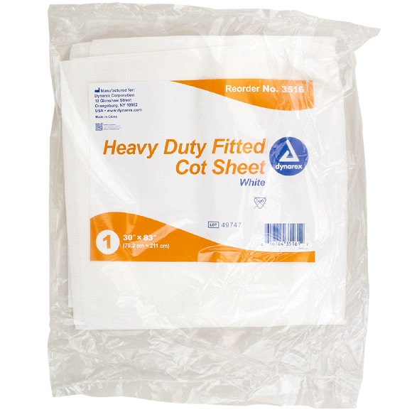 Dynarex Cot Sheets (50/Case)  Heavy Duty Fitted - 30" x 83"