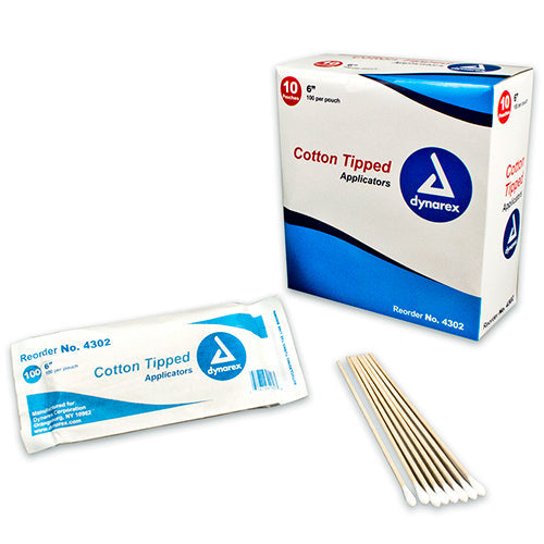 Dynarex Cotton Tipped Wood Applicator  Non-Sterile - 6" (10,000/Case)