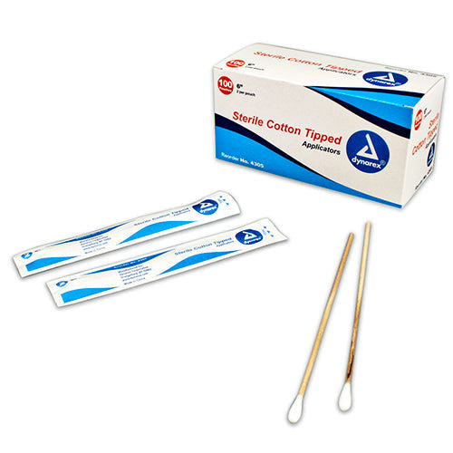 Dynarex Cotton Tipped Wood Applicator  Sterile - 6" (2/Pack) (2000/Case)