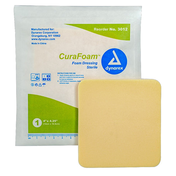 Dynarex CuraFoam Foam Dressing (120/Case)  4" x 4.25"